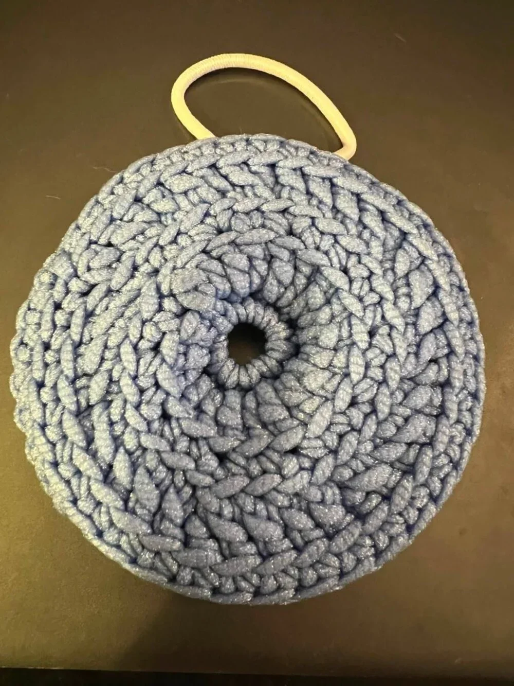 Body Exfoliator - Light Blue - Made w/Scrubology Yarn (Designed for dishes but m
